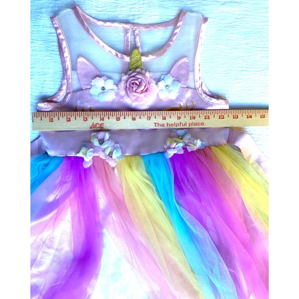 Sunny Fashion Girls Dress Unicorn Rainbow Tulle Pageant Princess Party -Size 5 T - Picture 8 of 16
